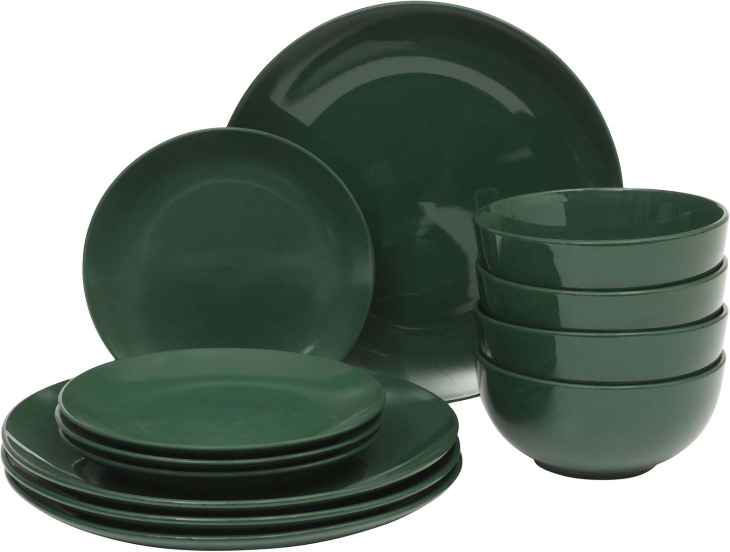 Gibson Simply Essential Coupe 12 Piece Round Stoneware Dinnerware Set in Hunter Green Gibson Simply Essential Coupe 12 Piece Round Stoneware Dinnerware Set in Hunter Green
